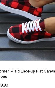 Womens size 8 red and black buffalo print sneakers